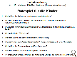 Frageblatt des Wanderquiz für die Kinder